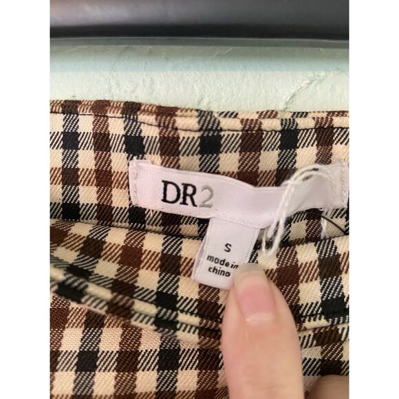 DR2 (Daniel Rainn) Women Small Brown Plaid HighRise Wide-Leg Cropped Dress Pants - Picture 2 of 3